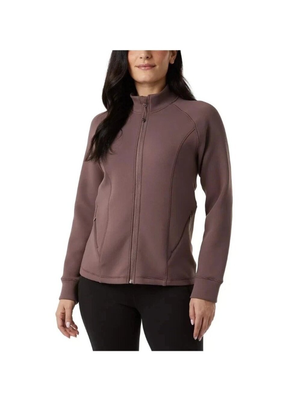 NWT 32 Degrees Heat Women's S Brown Full-Zip Scuba Jacket Stretch